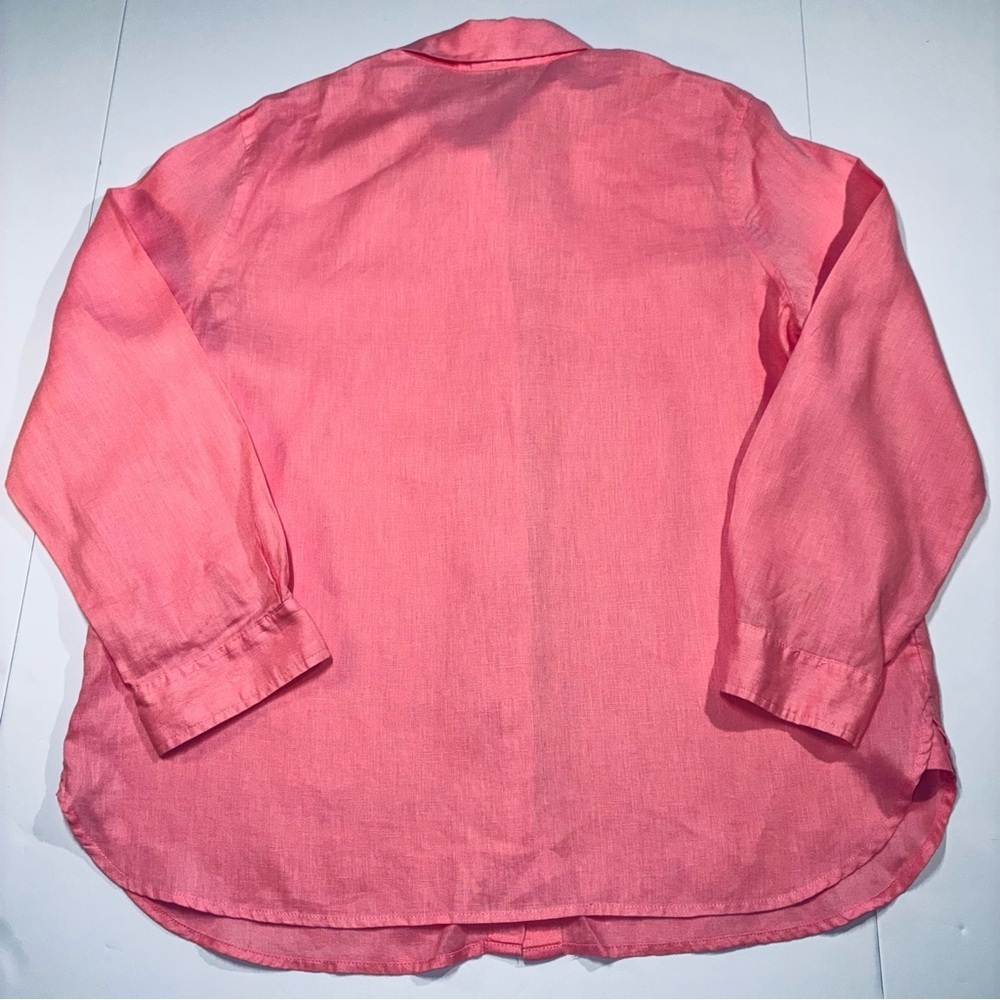 J. Jill Linen Button Down Shirt Long Sleeve Pink Medium coastal grandma minimal - Picture 4 of 6